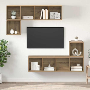 vidaXL Wall-Mounted TV Cabinet Set 4 pcs Artisan Oak Engineered Wood