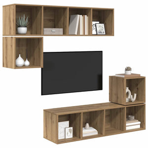 vidaXL Wall-Mounted TV Cabinet Set 4 pcs Artisan Oak Engineered Wood
