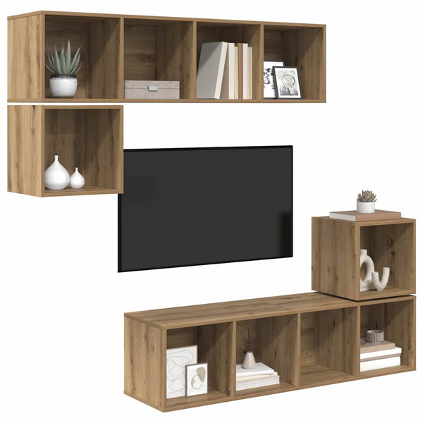 vidaXL Wall-Mounted TV Cabinet Set 4 pcs Artisan Oak Engineered Wood