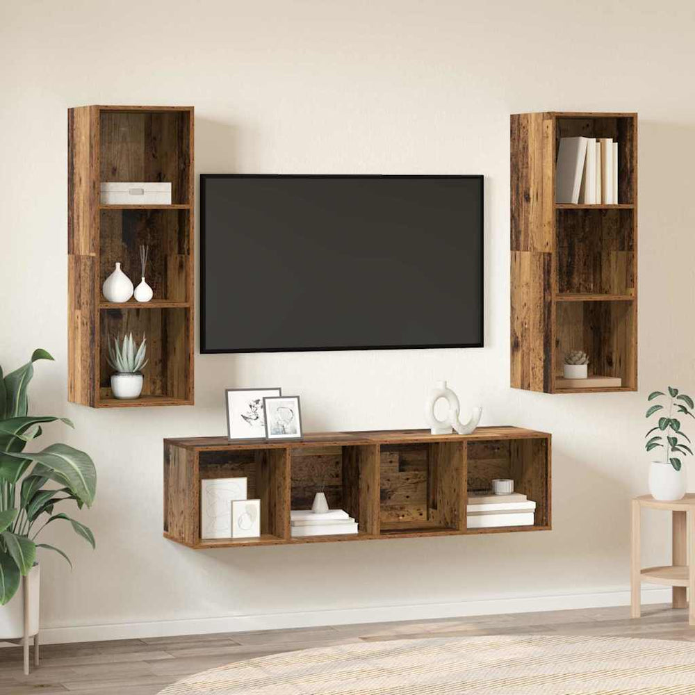 vidaXL TV Cabinet Set Wall-Mounted 3 pcs Reclaimed Wood Engineered Wood