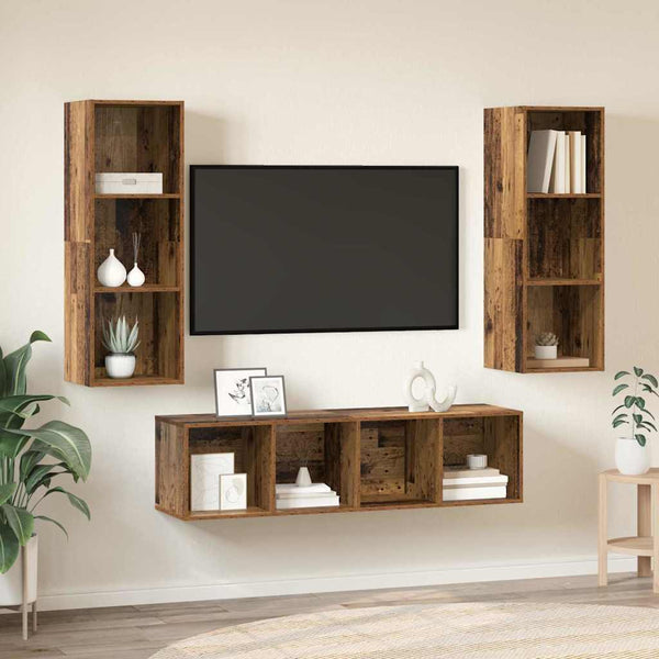 vidaXL TV Cabinet Set Wall-Mounted 3 pcs Reclaimed Wood Engineered Wood