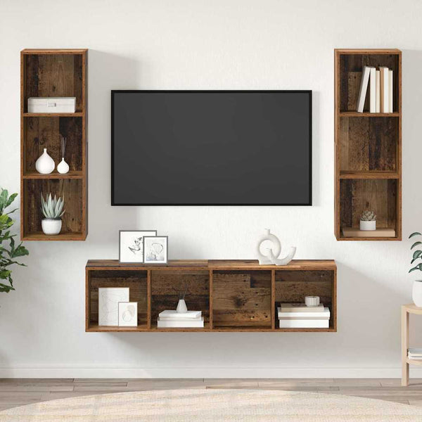 vidaXL TV Cabinet Set Wall-Mounted 3 pcs Reclaimed Wood Engineered Wood