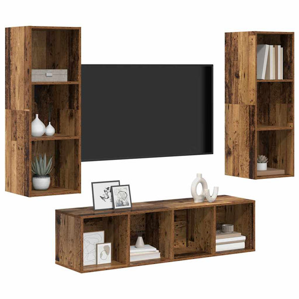 vidaXL TV Cabinet Set Wall-Mounted 3 pcs Reclaimed Wood Engineered Wood