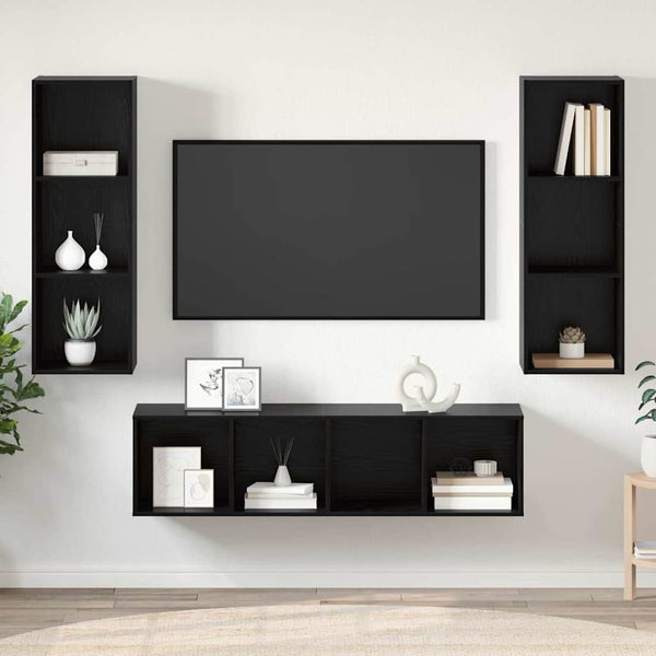vidaXL TV Cabinet Set 3 pcs Black Oak Look Engineered Wood