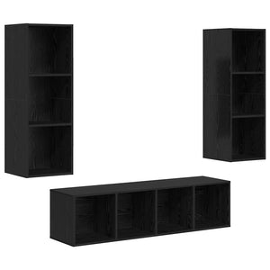 vidaXL TV Cabinet Set 3 pcs Black Oak Look Engineered Wood