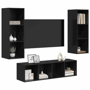 vidaXL TV Cabinet Set 3 pcs Black Oak Look Engineered Wood