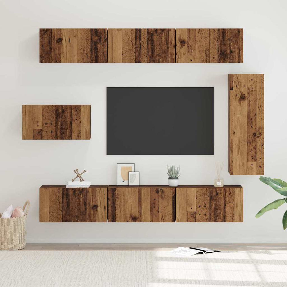 vidaXL TV Cabinet Set Wall-mounted 8 pcs Reclaimed Wood Engineered Wood