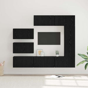 vidaXL TV Cabinet Set 8 pcs Black Oak Look Engineered Wood