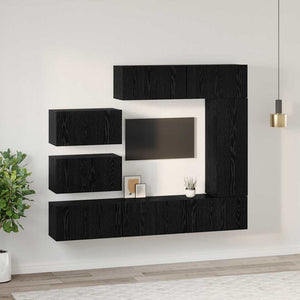 vidaXL TV Cabinet Set 8 pcs Black Oak Look Engineered Wood