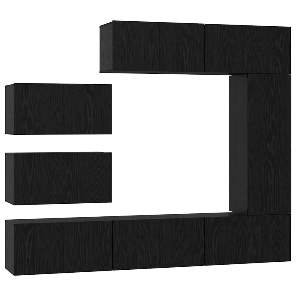 vidaXL TV Cabinet Set 8 pcs Black Oak Look Engineered Wood