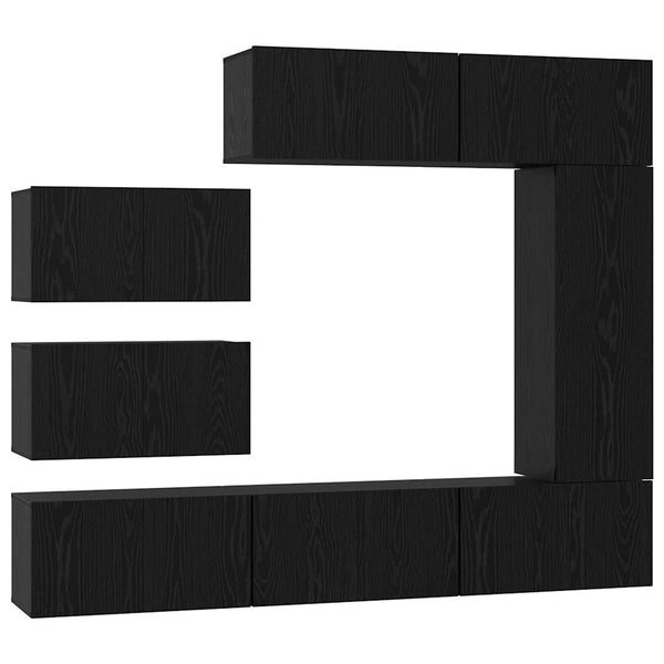 vidaXL TV Cabinet Set 8 pcs Black Oak Look Engineered Wood