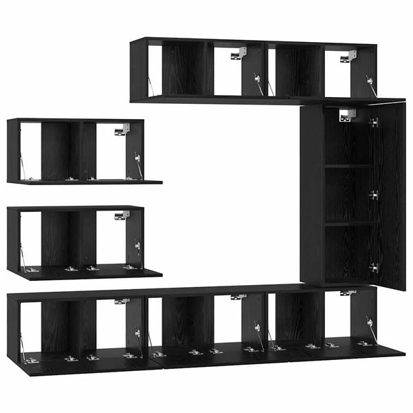vidaXL TV Cabinet Set 8 pcs Black Oak Look Engineered Wood