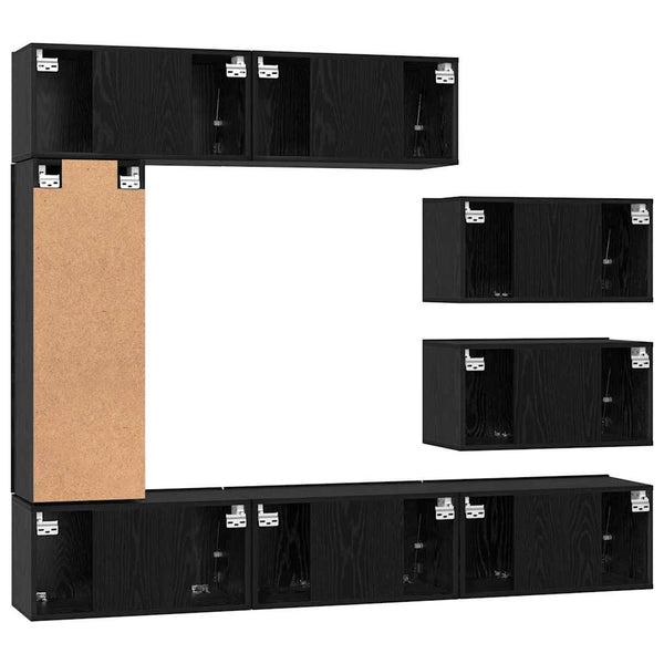 vidaXL TV Cabinet Set 8 pcs Black Oak Look Engineered Wood