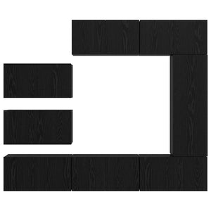 vidaXL TV Cabinet Set 8 pcs Black Oak Look Engineered Wood
