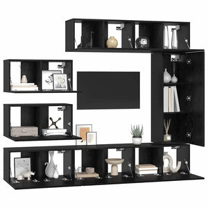 vidaXL TV Cabinet Set 8 pcs Black Oak Look Engineered Wood