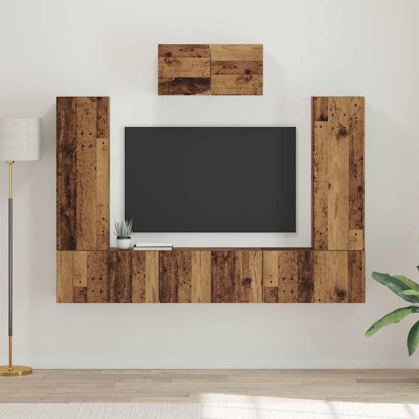 vidaXL Wall-Mounted TV Cabinet Set 7 pcs Reclaimed Wood Engineered Wood