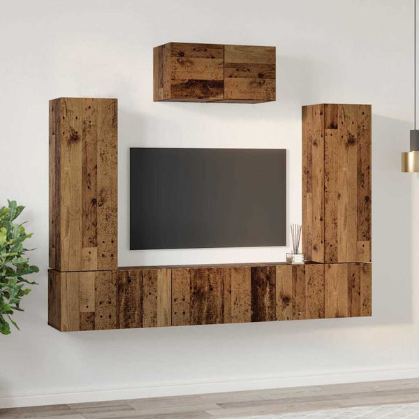 vidaXL Wall-Mounted TV Cabinet Set 7 pcs Reclaimed Wood Engineered Wood