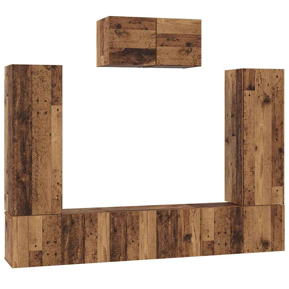 vidaXL Wall-Mounted TV Cabinet Set 7 pcs Reclaimed Wood Engineered Wood