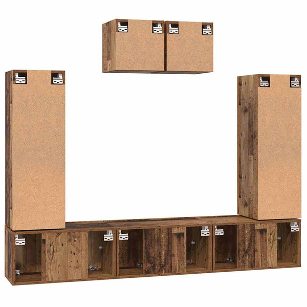 vidaXL Wall-Mounted TV Cabinet Set 7 pcs Reclaimed Wood Engineered Wood