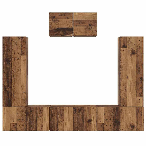 vidaXL Wall-Mounted TV Cabinet Set 7 pcs Reclaimed Wood Engineered Wood