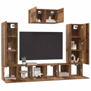 vidaXL Wall-Mounted TV Cabinet Set 7 pcs Reclaimed Wood Engineered Wood
