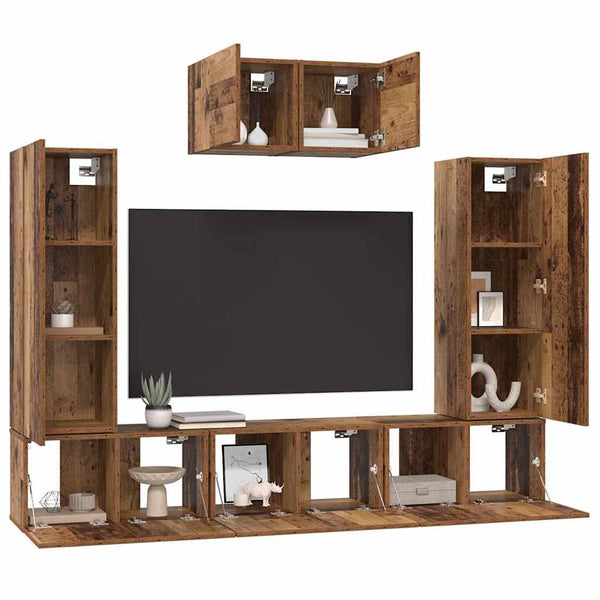 vidaXL Wall-Mounted TV Cabinet Set 7 pcs Reclaimed Wood Engineered Wood