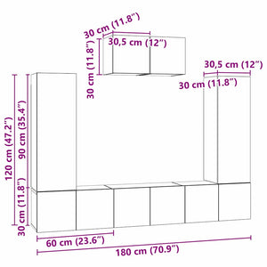 vidaXL Wall-Mounted TV Cabinet Set 7 pcs Reclaimed Wood Engineered Wood