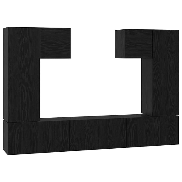 vidaXL TV Cabinet Set 7 pcs Black Oak Look Engineered Wood