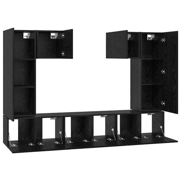 vidaXL TV Cabinet Set 7 pcs Black Oak Look Engineered Wood