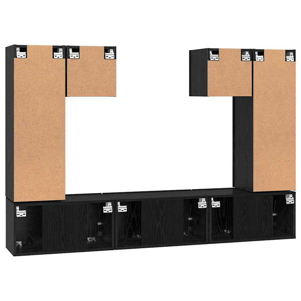 vidaXL TV Cabinet Set 7 pcs Black Oak Look Engineered Wood