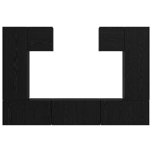 vidaXL TV Cabinet Set 7 pcs Black Oak Look Engineered Wood