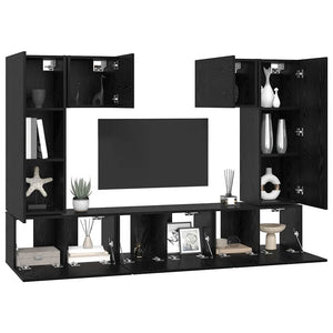 vidaXL TV Cabinet Set 7 pcs Black Oak Look Engineered Wood