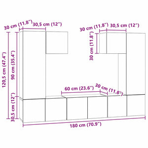 vidaXL TV Cabinet Set 7 pcs Black Oak Look Engineered Wood