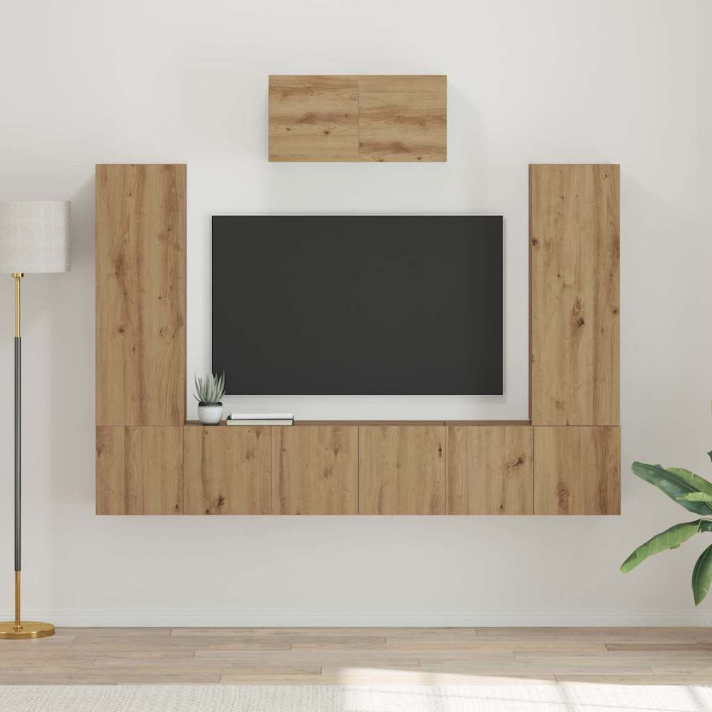 vidaXL TV Cabinet Set Wall-Mounted 7 pcs Artisan Oak Engineered Wood