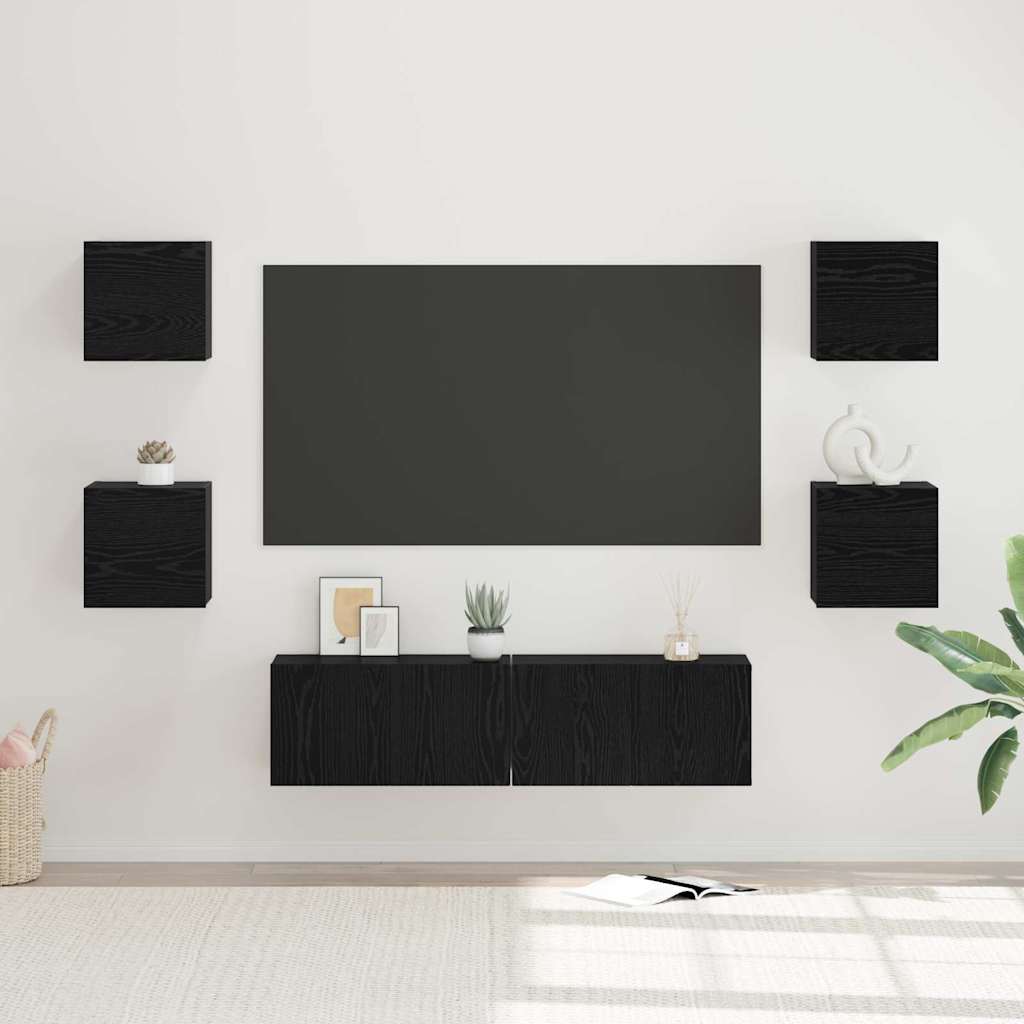 vidaXL TV Cabinet Set 6 pcs Black Oak Look Engineered Wood