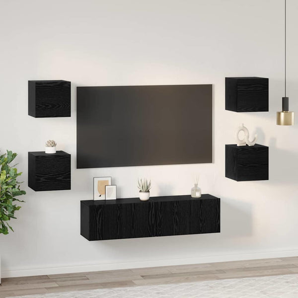 vidaXL TV Cabinet Set 6 pcs Black Oak Look Engineered Wood