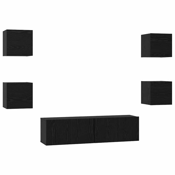 vidaXL TV Cabinet Set 6 pcs Black Oak Look Engineered Wood