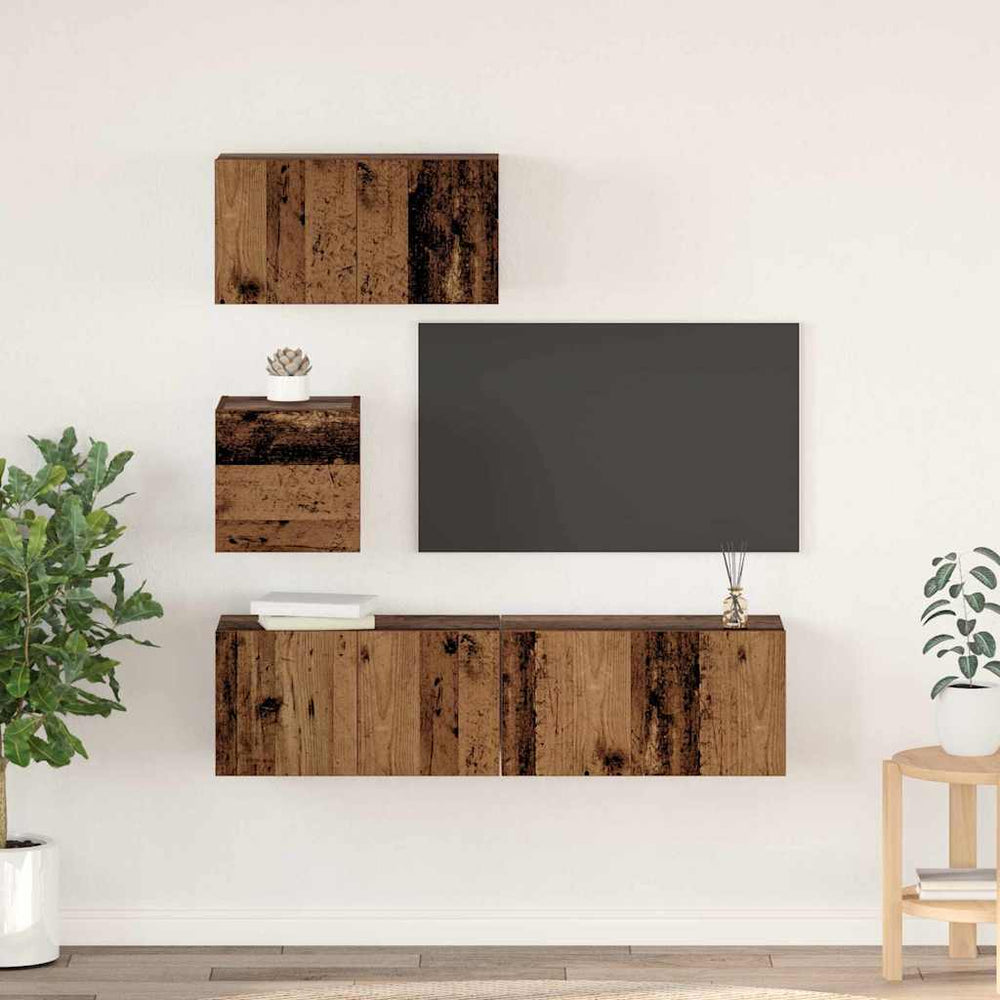 vidaXL TV Cabinet Set Wall-Mounted 4 pcs Reclaimed Wood Engineered Wood