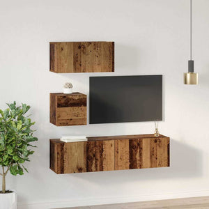 vidaXL TV Cabinet Set Wall-Mounted 4 pcs Reclaimed Wood Engineered Wood