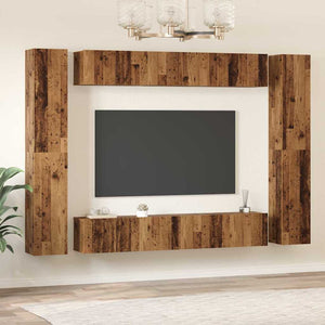 vidaXL TV Cabinet Set Wall Mounted 10 pcs Reclaimed Wood Engineered Wood