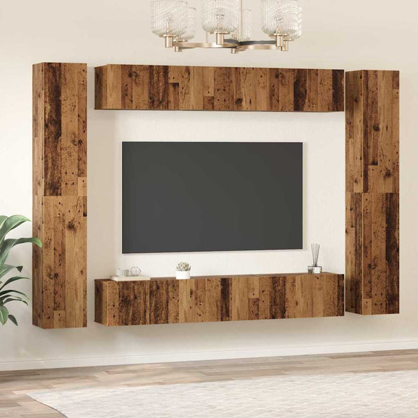 vidaXL TV Cabinet Set Wall Mounted 10 pcs Reclaimed Wood Engineered Wood