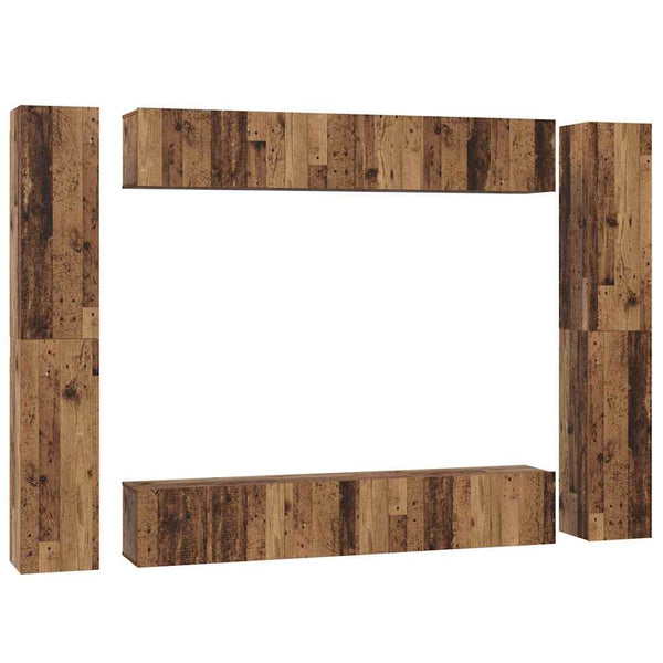 vidaXL TV Cabinet Set Wall Mounted 10 pcs Reclaimed Wood Engineered Wood