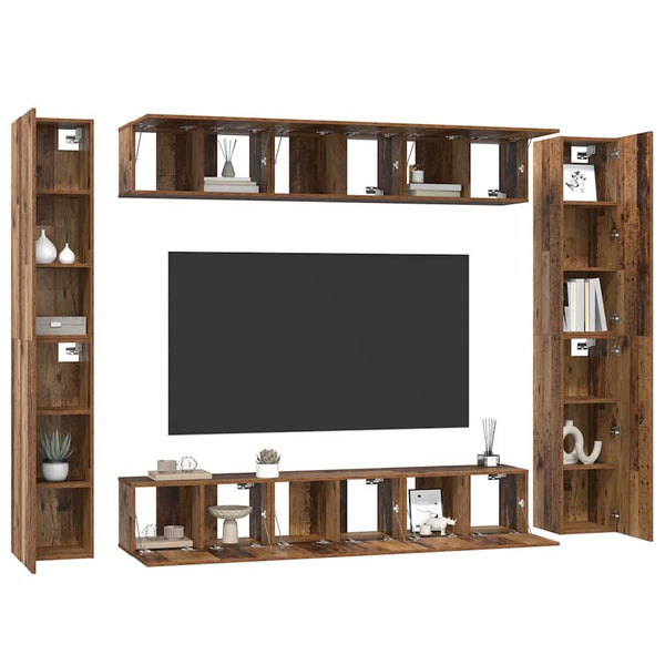 vidaXL TV Cabinet Set Wall Mounted 10 pcs Reclaimed Wood Engineered Wood