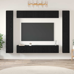 vidaXL TV Cabinet Set 10 pcs Black Oak Look Engineered Wood