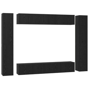 vidaXL TV Cabinet Set 10 pcs Black Oak Look Engineered Wood