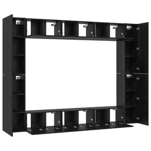 vidaXL TV Cabinet Set 10 pcs Black Oak Look Engineered Wood