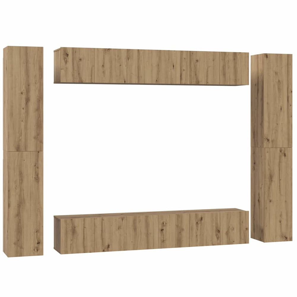 vidaXL Wall-Mounted TV Cabinet Set 10 pcs Engineered Wood Artisan Oak