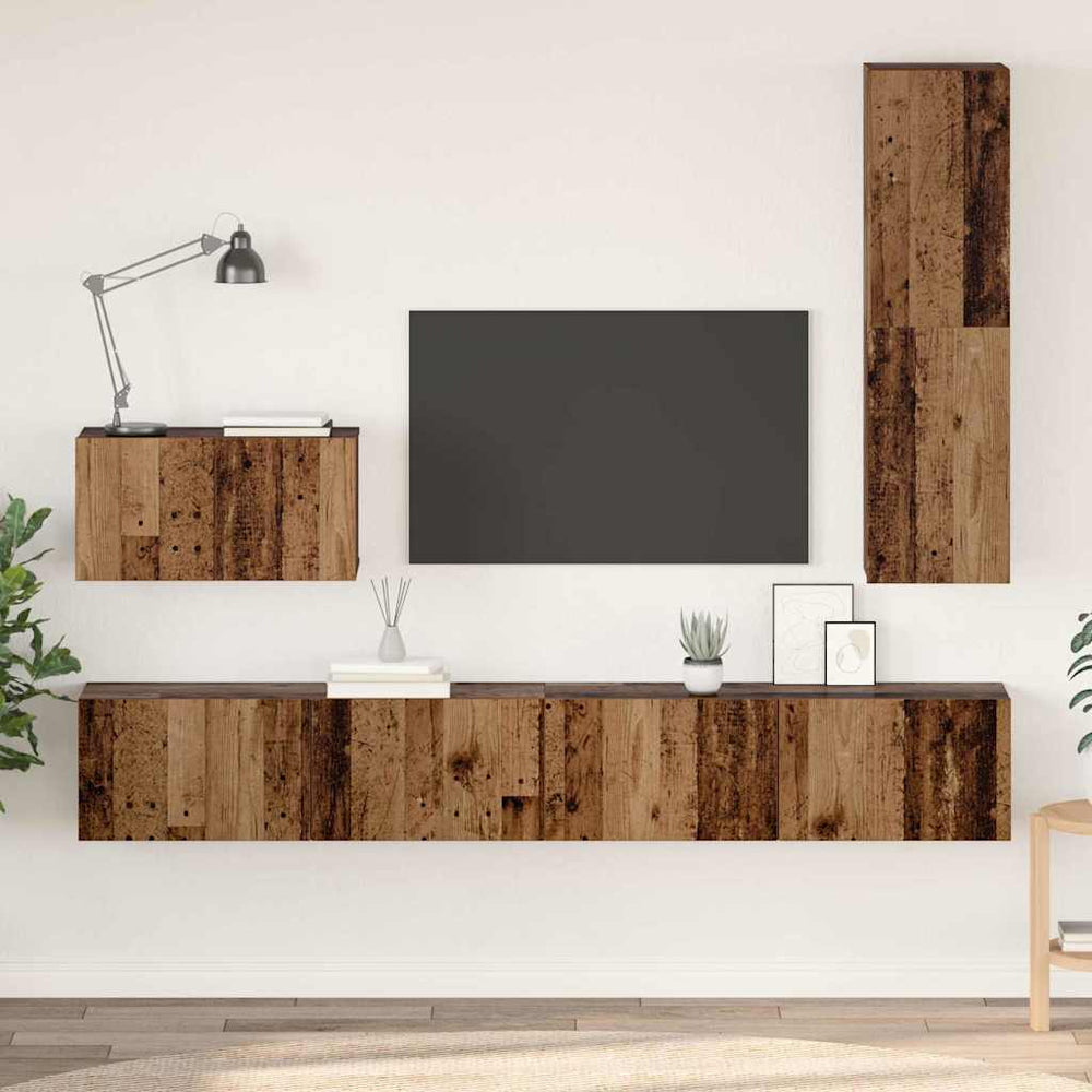 vidaXL Wall-Mounted TV Cabinet 4 pcs Reclaimed Wood Engineered Wood