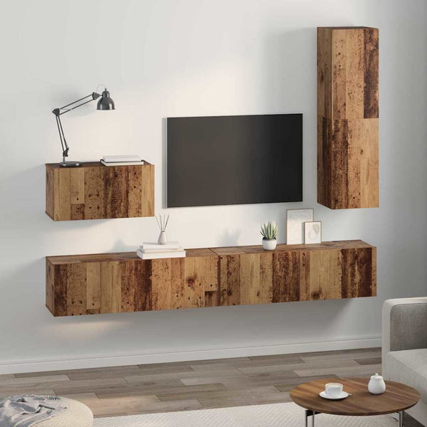 vidaXL Wall-Mounted TV Cabinet 4 pcs Reclaimed Wood Engineered Wood