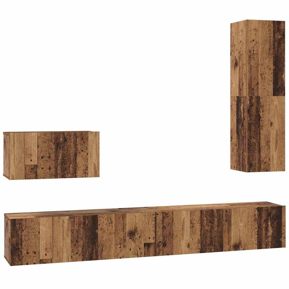 vidaXL Wall-Mounted TV Cabinet 4 pcs Reclaimed Wood Engineered Wood